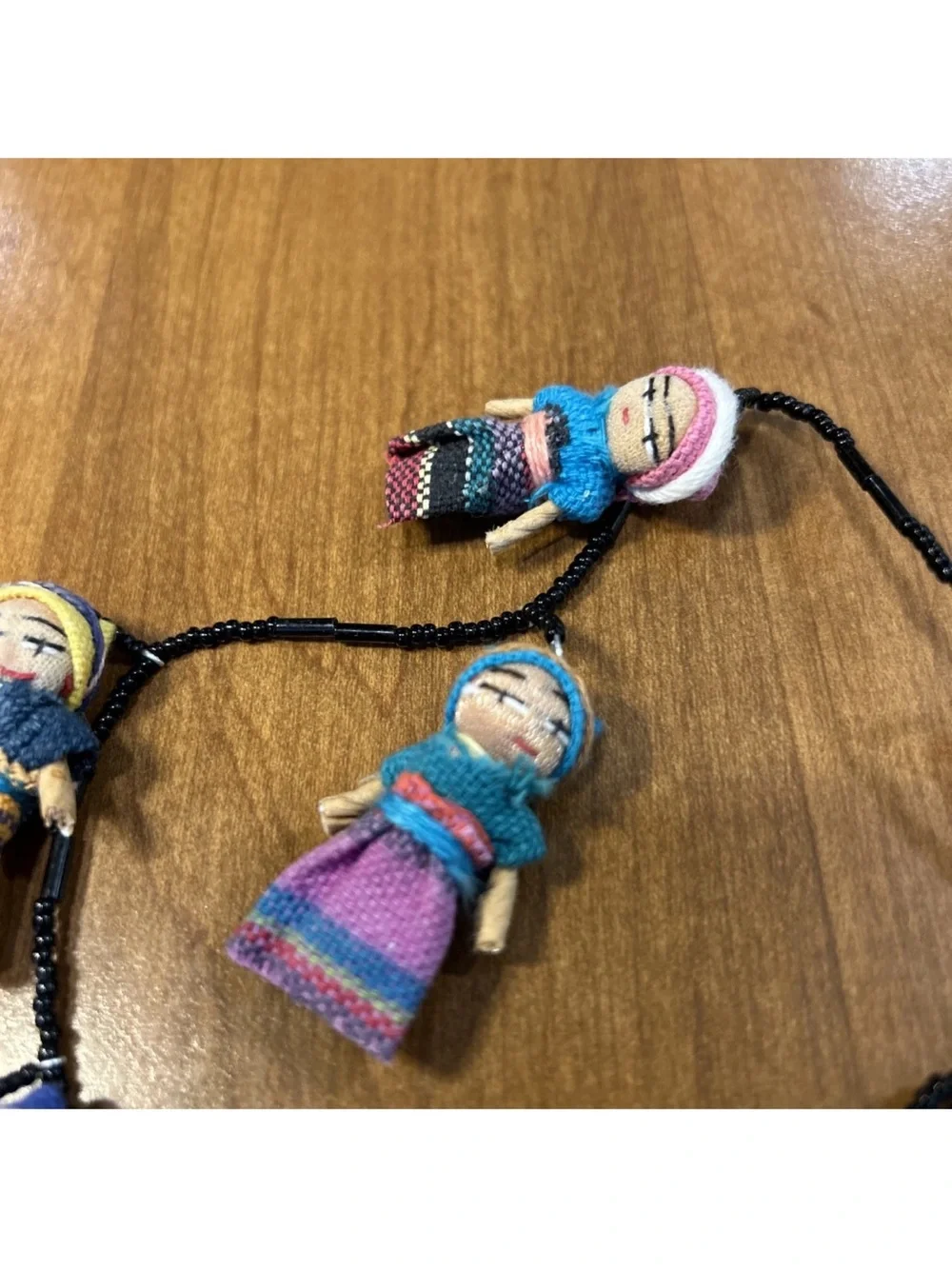Handmade Multicolor Worry Doll Necklace Folk Art Guatemala